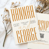 テラモダンコッタ&ベージュ色シンプルQR秋の結婚式 招待状