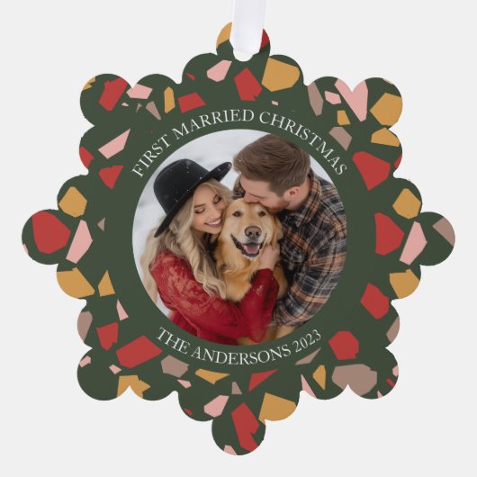 テラモダンッツォ・ファースト結婚した・クリスマス オーナメントカード (正面)