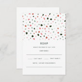 テラモダンミニマルッツォ模様グリーンピンク結婚ズ 出欠カード (正面/裏面)