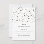 テラモダンミニマルッツォ模様グリーンピンク結婚ズ 出欠カード (正面)