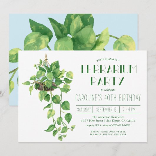 テラリウムパーティー招待状 招待状 (正面/裏面)