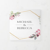 テラリモダンウムピンクフローラフォトコラージュ結婚ズ 三つ折り招待状 (カバー)