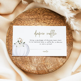 テラ秋ホワイトカボチャベビーおむつラッフルチケット プレイスカード