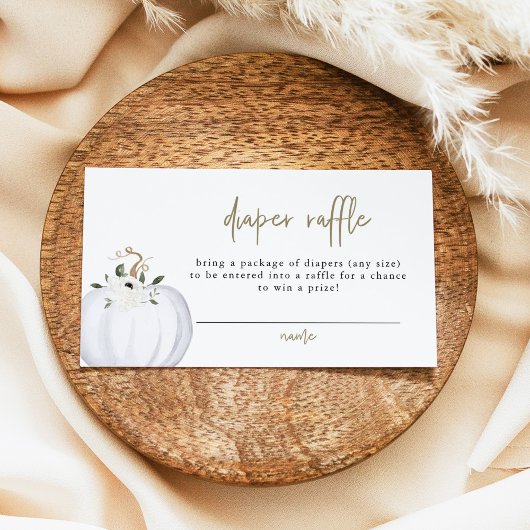 テラ秋ホワイトカボチャベビーおむつラッフルチケット プレイスカード