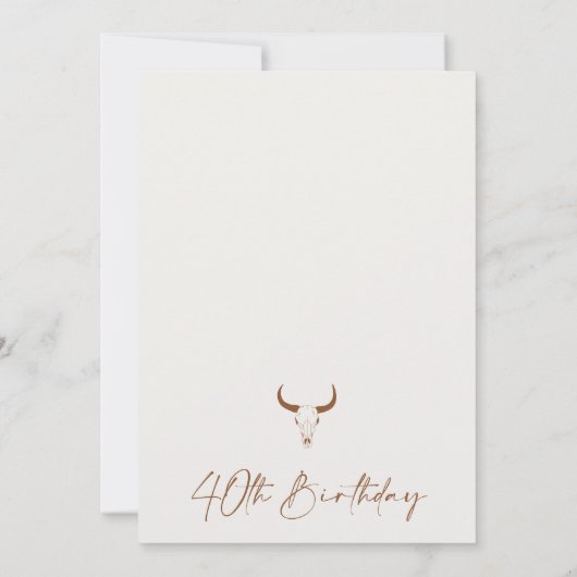 テラ素朴コッタウェスタン40歳の誕生日 招待状 (裏面)