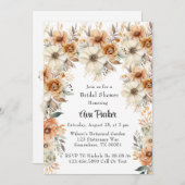 テラ素朴コッタクリームフローラブライダルシャワー 招待状 (正面/裏面)