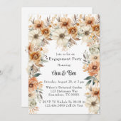 テラ素朴コッタクリームフローラ婚約パーティ 招待状 (正面/裏面)