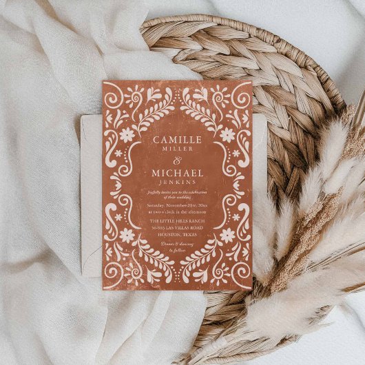 テラ素朴コッタタラベラ結婚メキシコ 招待状