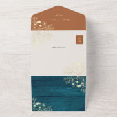 テラ素朴コッタティール(緑がかった色)秋の結婚式 オールインワン招待状 (外側)