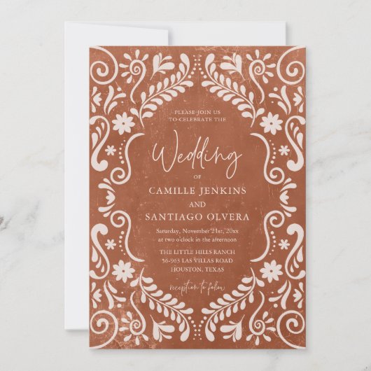 テラ素朴コッタメキシコ結婚式招待状 招待状 (正面)