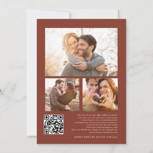 テラ素朴コッタ秋花模様3結婚枚 招待状 (裏面)