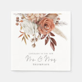 テラ素朴コッタ花模様おめでとうミセス結婚ズ スタンダードカクテルナプキン (正面)