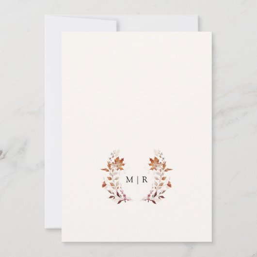 テラ素朴コッタ離れウォーターカラー秋の結婚式 招待状 (裏面)