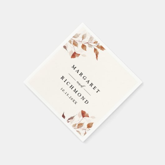 テラ素朴コッタ離れ秋の結婚式 スタンダードカクテルナプキン (角)