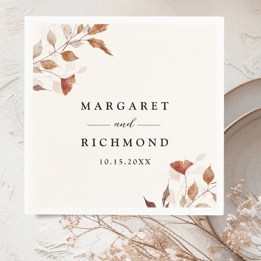 テラ素朴コッタ離れ秋の結婚式 スタンダードカクテルナプキン