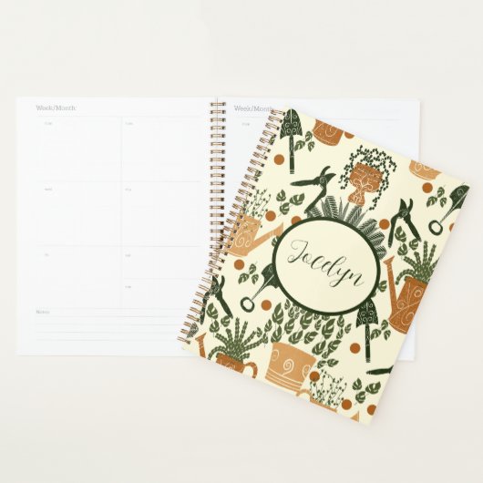 テラ自然コッタと緑の植物:庭園愛好家 プランナー手帳 (ディスプレー)