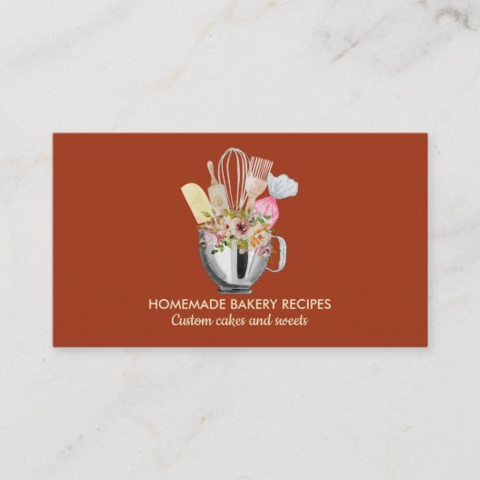 テラ調理師シェフ水彩ベーキング器具ベーカリー 名刺 (正面)