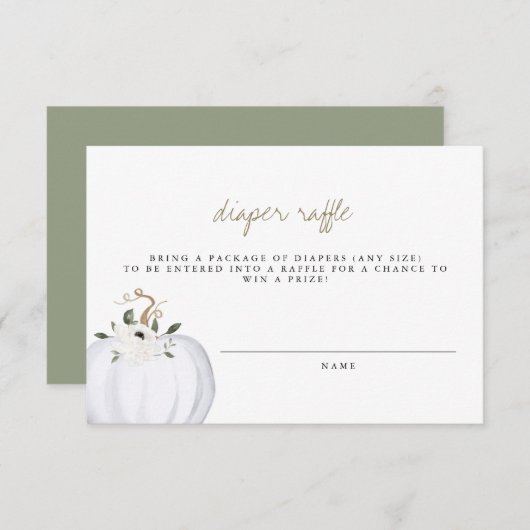 テラ – ボホグリーンリー金ゴールドおむつラッフルチケット 招待状 (正面/裏面)