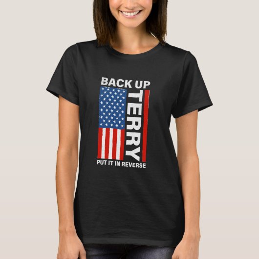 テリおもしろいーを裏返しアメリカ人に置く Tシャツ (正面)