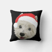 テリアのクリスマスのサンタの西の高地帽子 クッション (裏面)