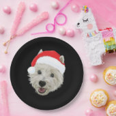 テリアのクリスマスのサンタの西の高地帽子 ペーパープレート (パーティー)