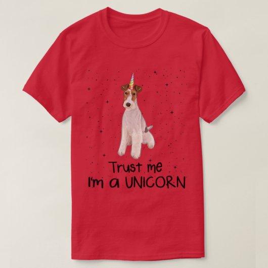テリアの電報は私を一角獣の犬と信じる Tシャツ (デザイン正面)