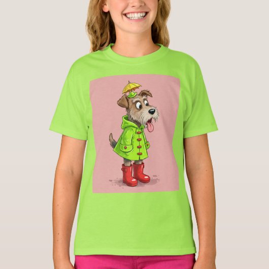 テリアはレインコートで、Natasha Us Tシャツ (正面)