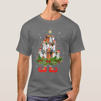 テリアクリスマスツリーライトキュートサンタハットドッグL Tシャツ