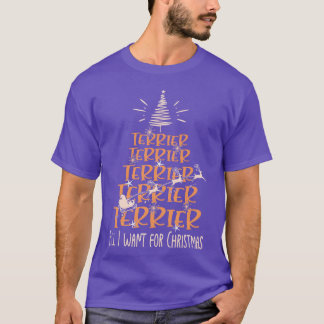 テリアクリスマスドッグはクリスマスリー一家を育てる Tシャツ