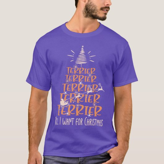 テリアクリスマスドッグはクリスマスリー一家を育てる Tシャツ (正面)