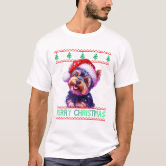 テリアサンタハット醜いクリスマス Tシャツ