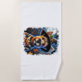 テリアドッグハロウィーンスクエア ビーチタオル (正面)