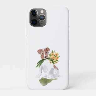 テリアドッグフラワーズスイートペットラバーテック iPhone 11 PROケース