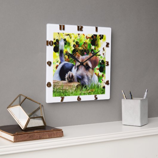 テリアパピー スクエア壁時計 (オフィス)