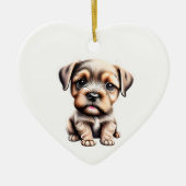 テリアパーソナライズされた縁どーのワンちゃん セラミックオーナメント (正面)
