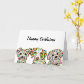 テリアブリタニースパニエル犬ビチョンカード カード (黄色い花)