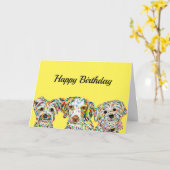 テリアブリタニースパニエル犬ビチョンカード カード (黄色い花)