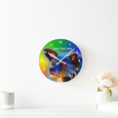 テリアミックスドッグ抽象芸術アニマルアート ラウンド壁時計 (ホーム)