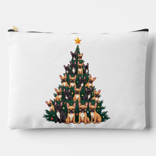 テリア犬とクリスマスツリークリスマスギフト アクセサリーポーチ (正面)