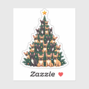 テリア犬とクリスマスツリークリスマスギフト シール