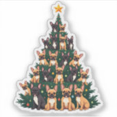 テリア犬とクリスマスツリークリスマスギフト シール (正面)