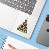 テリア犬とクリスマスツリークリスマスギフト シール (ノートパソコンとiPhone)