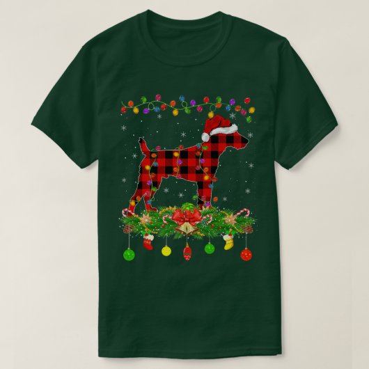 テリア犬のクリスマスパのためのマッチングバッファローのプレイド Tシャツ (デザイン正面)