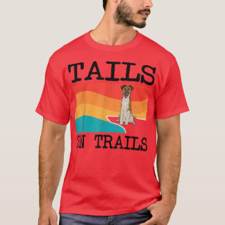 テリア犬のハイキングのためのトレイルのおもしろい尾 Tシャツ