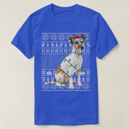 テリア犬の恋人サンタ帽子テリアChrの醜い Tシャツ (デザイン正面)
