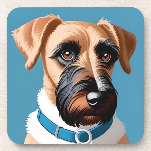 テリア犬の様式化ポートレート コースター (正面)
