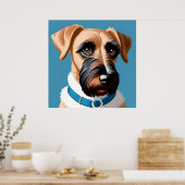 テリア犬の様式化ポートレート ポスター (キッチン)