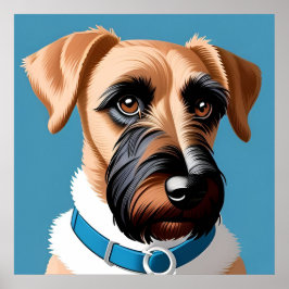 テリア犬の様式化ポートレート ポスター