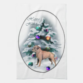 テリア縁どクリスマス キッチンタオル