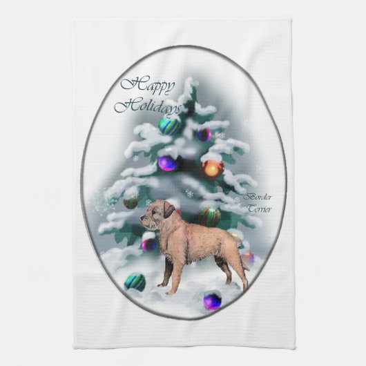 テリア縁どクリスマス キッチンタオル (縦)